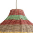 GloboStar® CABALLEROS 02053 Boho Κρεμαστό Φωτιστικό Οροφής Μονόφωτο 1 x E27 AC220-240V IP20 - Φ40 x Υ27cm - Πράσινο με Κίτρινο και Μπεζ με Κόκκινο Ξύλινο Μπαμπού Πλέγμα Καμπάνα - 5 Χρόνια Εγγύηση - ledmania.gr