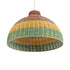 GloboStar® CABALLEROS 02054 Boho Κρεμαστό Φωτιστικό Μονόφωτο 1 x E27 AC220-240V IP20 - Φ70 x Υ48cm - Πράσινο με Κίτρινο και Μπεζ με Κόκκινο Ξύλινο Μπαμπού Πλέγμα Καμπάνα - 5 Χρόνια Εγγύηση - ledmania.gr