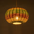 GloboStar® CABALLEROS 02055 Boho Κρεμαστό Φωτιστικό Μονόφωτο 1 x E27 AC220-240V IP20 - Φ40 x Υ25cm - Πράσινο με Κίτρινο και Μπλε με Κόκκινο Ξύλινο Μπαμπού Πλέγμα - 5 Χρόνια Εγγύηση - ledmania.gr
