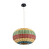 GloboStar® CABALLEROS 02055 Boho Κρεμαστό Φωτιστικό Μονόφωτο 1 x E27 AC220-240V IP20 - Φ40 x Υ25cm - Πράσινο με Κίτρινο και Μπλε με Κόκκινο Ξύλινο Μπαμπού Πλέγμα - 5 Χρόνια Εγγύηση - ledmania.gr