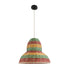 GloboStar® CABALLEROS 02057 Boho Κρεμαστό Φωτιστικό Μονόφωτο 1 x E27 AC220-240V IP20 - Φ40 x Υ30cm - Πράσινο με Κίτρινο και Μπεζ με Κόκκινο Ξύλινο Μπαμπού Πλέγμα Καμπάνα - 5 Χρόνια Εγγύηση - ledmania.gr