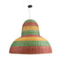 GloboStar® CABALLEROS 02059 Boho Κρεμαστό Φωτιστικό Οροφής Μονόφωτο 1 x E27 AC220-240V IP20 - Φ100 x Υ80cm - Πράσινο με Κίτρινο και Μπεζ με Κόκκινο Ξύλινο Μπαμπού Πλέγμα Καμπάνα - 5 Χρόνια Εγγύηση - ledmania.gr