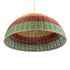 GloboStar® CABALLEROS 02061 Boho Κρεμαστό Φωτιστικό Οροφής Μονόφωτο 1 x E27 AC220-240V IP20 - Φ70 x Υ34cm - Πράσινο με Κίτρινο και Κόκκινο Ξύλινο Μπαμπού Πλέγμα Καμπάνα - 5 Χρόνια Εγγύηση - ledmania.gr