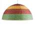 GloboStar® CABALLEROS 02062 Boho Κρεμαστό Φωτιστικό Οροφής Μονόφωτο 1 x E27 AC220-240V IP20 - Φ100 x Υ53cm - Πράσινο με Κίτρινο και Κόκκινο Ξύλινο Μπαμπού Πλέγμα Καμπάνα - 5 Χρόνια Εγγύηση - ledmania.gr