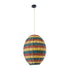 GloboStar® CABALLEROS 02065 Boho Κρεμαστό Φωτιστικό Μονόφωτο 1 x E27 AC220-240V IP20 - Φ40 x Υ50cm - Πράσινο με Κίτρινο και Μπλε με Κόκκινο Ξύλινο Μπαμπού Πλέγμα - 5 Χρόνια Εγγύηση - ledmania.gr