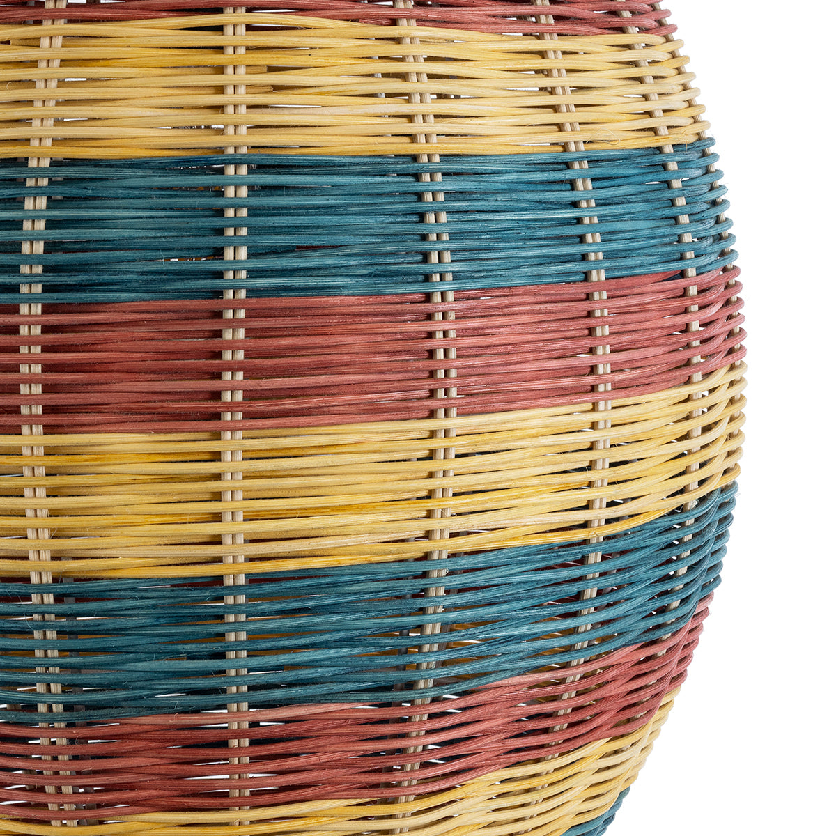 GloboStar® CABALLEROS 02065 Boho Κρεμαστό Φωτιστικό Μονόφωτο 1 x E27 AC220-240V IP20 - Φ40 x Υ50cm - Πράσινο με Κίτρινο και Μπλε με Κόκκινο Ξύλινο Μπαμπού Πλέγμα - 5 Χρόνια Εγγύηση - ledmania.gr