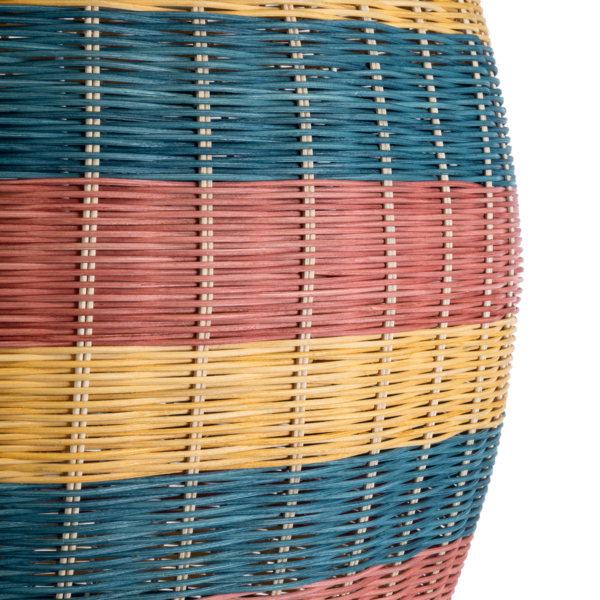 GloboStar® CABALLEROS 02066 Boho Κρεμαστό Φωτιστικό Οροφής Μονόφωτο 1 x E27 AC220-240V IP20 - Φ70 x Υ80cm - Πράσινο με Κίτρινο και Μπλε με Κόκκινο Ξύλινο Μπαμπού Πλέγμα - 5 Χρόνια Εγγύηση - ledmania.gr