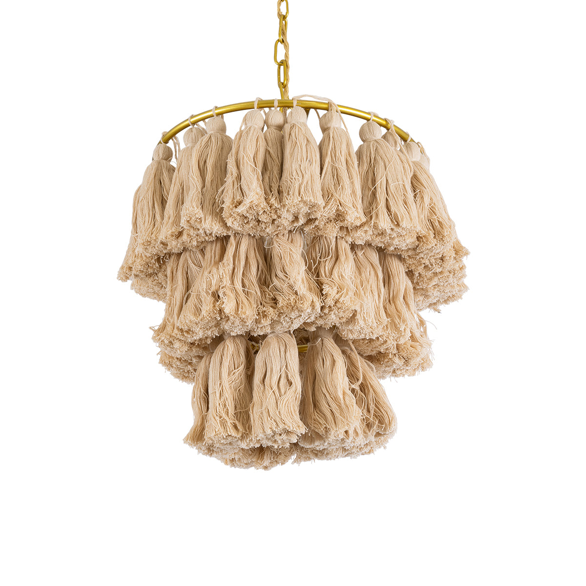 GloboStar® MISSOULA 02084 Boho Κρεμαστό Φωτιστικό Οροφής Μονόφωτο 1 x E27 AC220-240V IP20 - Φ30 x Υ40cm - Μπεζ Λεπτό Νήμα Βαμβακερό και Χρυσό Μεταλλικό Πλέγμα - 5 Χρόνια Εγγύηση - ledmania.gr