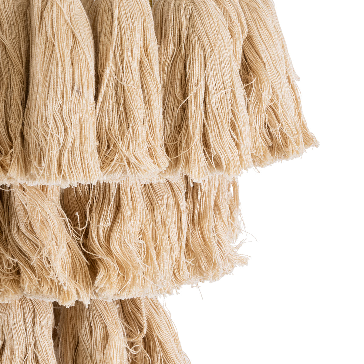 GloboStar® MISSOULA 02084 Boho Κρεμαστό Φωτιστικό Οροφής Μονόφωτο 1 x E27 AC220-240V IP20 - Φ30 x Υ40cm - Μπεζ Λεπτό Νήμα Βαμβακερό και Χρυσό Μεταλλικό Πλέγμα - 5 Χρόνια Εγγύηση - ledmania.gr