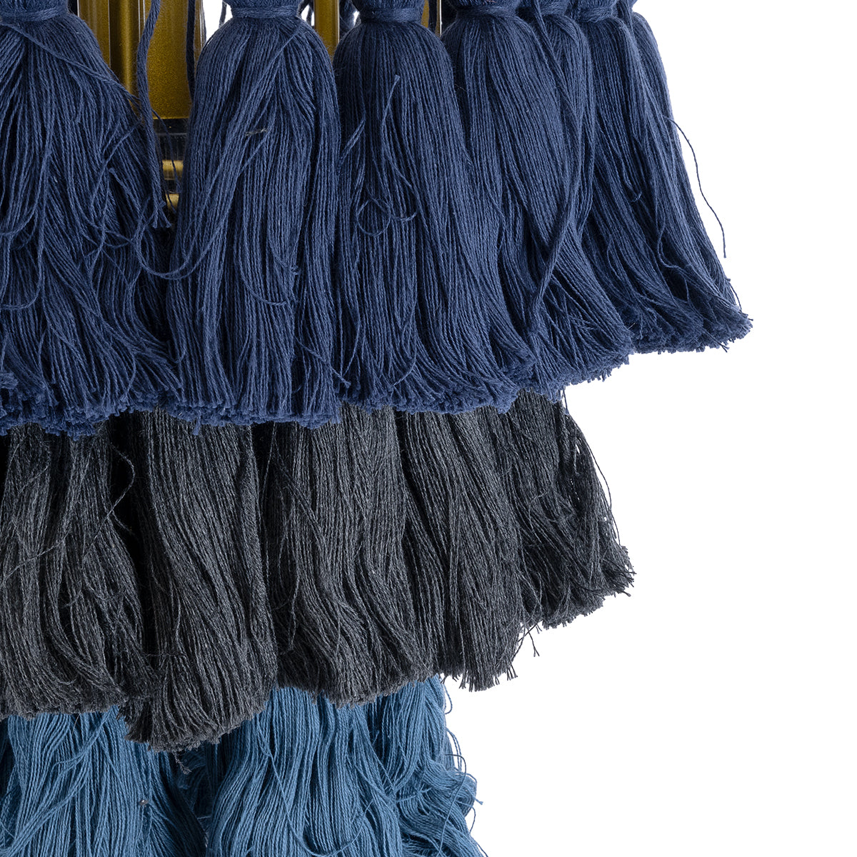 GloboStar® MISSOULA 02085 Boho Κρεμαστό Φωτιστικό Οροφής Μονόφωτο 1 x E27 AC220-240V IP20 - Φ30 x Υ40cm - Μπλε Σκούρο με Μαύρο και Μπλε Λεπτό Νήμα Βαμβακερό και Χρυσό Μεταλλικό Πλέγμα - 5 Χρόνια Εγγύηση - ledmania.gr