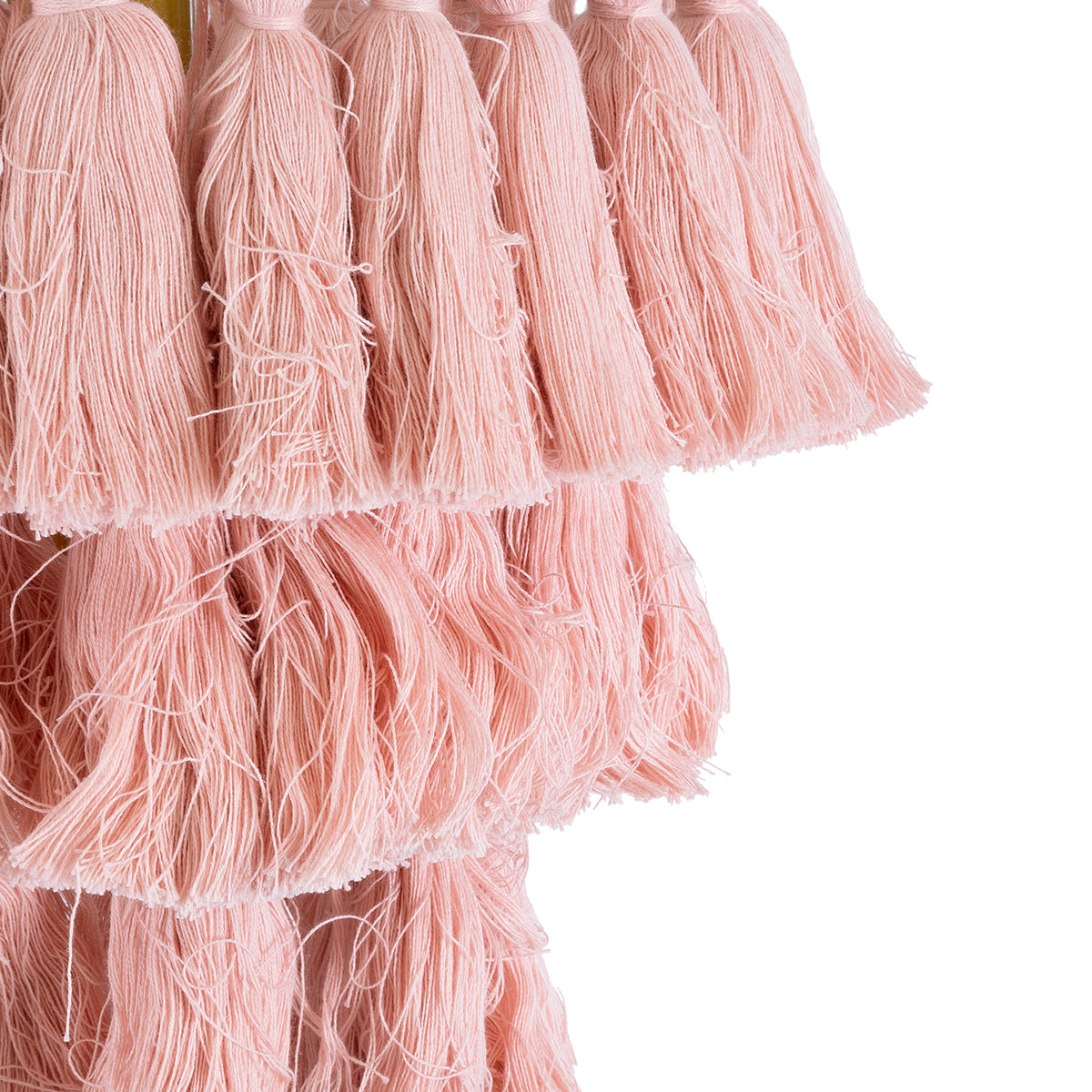 GloboStar® MISSOULA 02086 Boho Κρεμαστό Φωτιστικό Οροφής Μονόφωτο 1 x E27 AC220-240V IP20 - Φ30 x Υ40cm - Ροζ Λεπτό Νήμα Βαμβακερό και Χρυσό Μεταλλικό Πλέγμα - 5 Χρόνια Εγγύηση - ledmania.gr