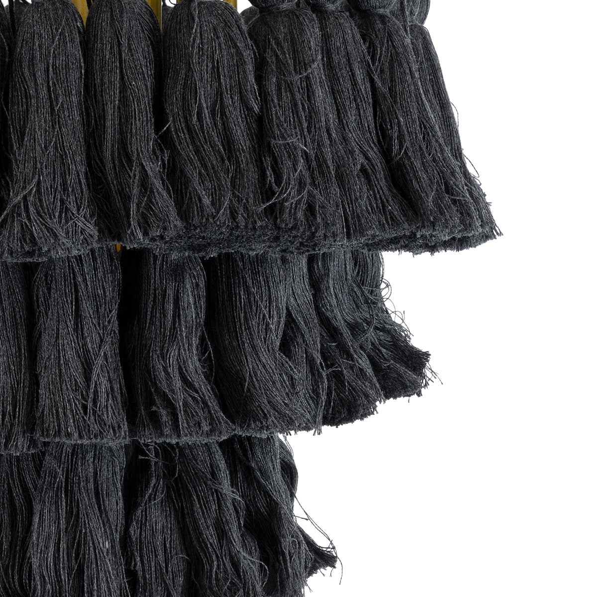 GloboStar® MISSOULA 02087 Boho Κρεμαστό Φωτιστικό Οροφής Μονόφωτο 1 x E27 AC220-240V IP20 - Φ30 x Υ40cm - Μαύρο Λεπτό Νήμα Βαμβακερό και Χρυσό Μεταλλικό Πλέγμα - 5 Χρόνια Εγγύηση - ledmania.gr