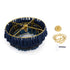 GloboStar® MISSOULA 02089 Boho Κρεμαστό Φωτιστικό Οροφής Μονόφωτο 1 x E27 AC220-240V IP20 - Φ60 x Υ40cm - Μπλε Σκούρο με Μαύρο και Μπλε με Μπλε Ανοιχτό Λεπτό Νήμα Βαμβακερό και Χρυσό Μεταλλικό Πλέγμα - 5 Χρόνια Εγγύηση - ledmania.gr