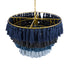 GloboStar® MISSOULA 02089 Boho Κρεμαστό Φωτιστικό Οροφής Μονόφωτο 1 x E27 AC220-240V IP20 - Φ60 x Υ40cm - Μπλε Σκούρο με Μαύρο και Μπλε με Μπλε Ανοιχτό Λεπτό Νήμα Βαμβακερό και Χρυσό Μεταλλικό Πλέγμα - 5 Χρόνια Εγγύηση - ledmania.gr