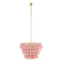 GloboStar® MISSOULA 02090 Boho Κρεμαστό Φωτιστικό Οροφής Μονόφωτο 1 x E27 AC220-240V IP20 - Φ60 x Υ40cm - Ροζ Λεπτό Νήμα Βαμβακερό και Χρυσό Μεταλλικό Πλέγμα - 5 Χρόνια Εγγύηση - ledmania.gr