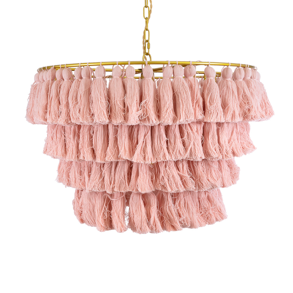 GloboStar® MISSOULA 02090 Boho Κρεμαστό Φωτιστικό Οροφής Μονόφωτο 1 x E27 AC220-240V IP20 - Φ60 x Υ40cm - Ροζ Λεπτό Νήμα Βαμβακερό και Χρυσό Μεταλλικό Πλέγμα - 5 Χρόνια Εγγύηση - ledmania.gr