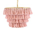 GloboStar® MISSOULA 02090 Boho Κρεμαστό Φωτιστικό Οροφής Μονόφωτο 1 x E27 AC220-240V IP20 - Φ60 x Υ40cm - Ροζ Λεπτό Νήμα Βαμβακερό και Χρυσό Μεταλλικό Πλέγμα - 5 Χρόνια Εγγύηση - ledmania.gr