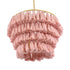 GloboStar® MISSOULA 02090 Boho Κρεμαστό Φωτιστικό Οροφής Μονόφωτο 1 x E27 AC220-240V IP20 - Φ60 x Υ40cm - Ροζ Λεπτό Νήμα Βαμβακερό και Χρυσό Μεταλλικό Πλέγμα - 5 Χρόνια Εγγύηση - ledmania.gr