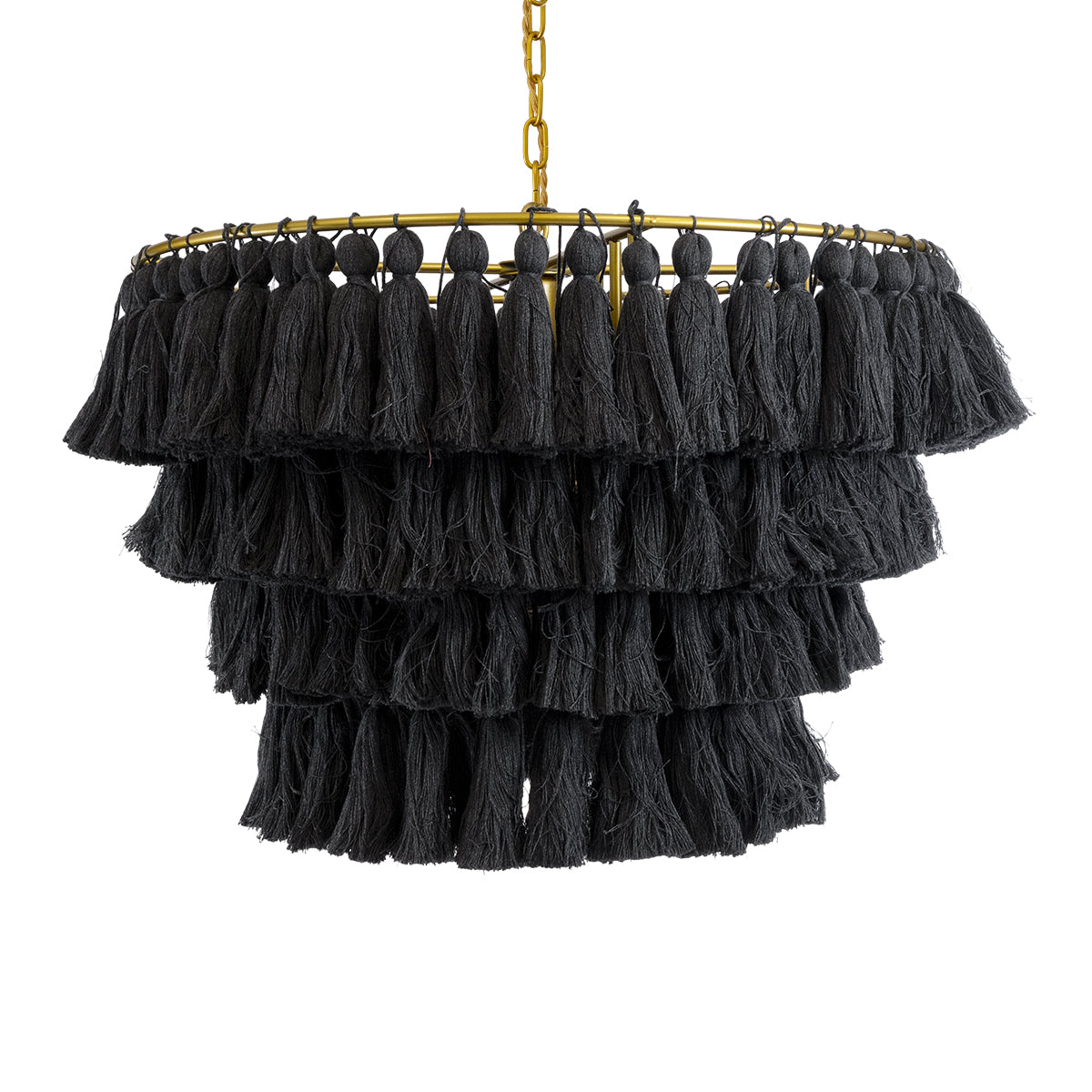 GloboStar® MISSOULA 02091 Boho Κρεμαστό Φωτιστικό Οροφής Μονόφωτο 1 x E27 AC220-240V IP20 - Φ60 x Υ40cm - Μαύρο Λεπτό Νήμα Βαμβακερό και Χρυσό Μεταλλικό Πλέγμα - 5 Χρόνια Εγγύηση - ledmania.gr