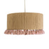 GloboStar® PUERTORICO 02096 Boho Κρεμαστό Φωτιστικό Οροφής Μονόφωτο 1 x E27 AC220-240V IP20 - Φ50 x Υ27cm - Μπεζ με Ροζ Λεπτό Νήμα Πλέγμα Βαμβακερό Καπέλο - 5 Χρόνια Εγγύηση - ledmania.gr