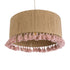 GloboStar® PUERTORICO 02096 Boho Κρεμαστό Φωτιστικό Οροφής Μονόφωτο 1 x E27 AC220-240V IP20 - Φ50 x Υ27cm - Μπεζ με Ροζ Λεπτό Νήμα Πλέγμα Βαμβακερό Καπέλο - 5 Χρόνια Εγγύηση - ledmania.gr
