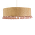 GloboStar® PUERTORICO 02097 Boho Κρεμαστό Φωτιστικό Οροφής Τρίφωτο 3 x E27 AC220-240V IP20 - Φ80 x Υ27cm - Μπεζ με Ροζ Λεπτό Νήμα Πλέγμα Βαμβακερό Καπέλο - 5 Χρόνια Εγγύηση - ledmania.gr