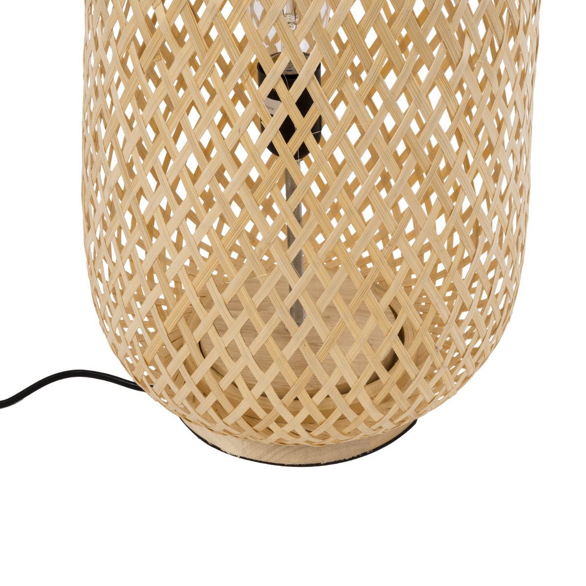 GloboStar® MAMIZU 02109 Boho Επιδαπέδιο Φωτιστικό Μονόφωτο 1 x E27 AC220-240V IP20 - Φ28 x Υ93cm - Μπεζ Ξύλινο Ρατάν Πλέγμα - 5 Χρόνια Εγγύηση - ledmania.gr