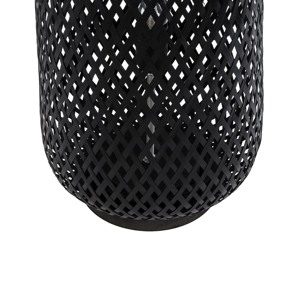 GloboStar® MAMIZU 02110 Boho Επιδαπέδιο Φωτιστικό Μονόφωτο 1 x E27 AC220-240V IP20 - Φ28 x Υ93cm - Μαύρο Ξύλινο Ρατάν Πλέγμα - 5 Χρόνια Εγγύηση - ledmania.gr