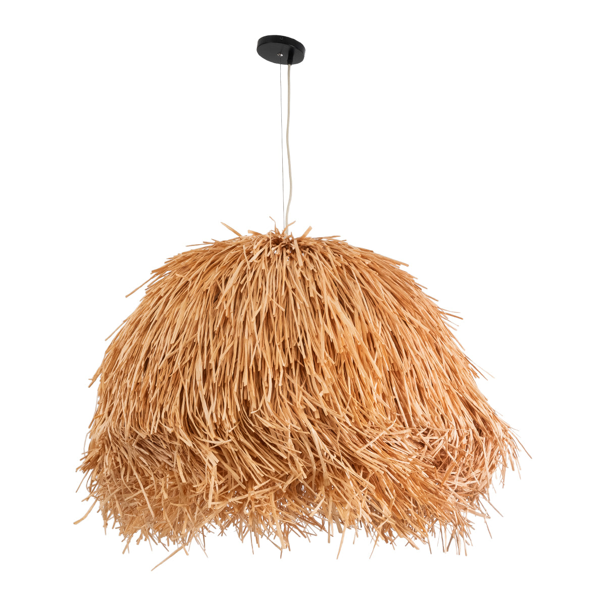 GloboStar® GUADELOUPE 02155 Boho Κρεμαστό Φωτιστικό Οροφής Μονόφωτο 1 x E27 AC220-240V IP20 - Φ70 x Υ45cm - Καφέ Φυσική Ράφια Νήμα Πλέγμα Καμπάνα - 5 Χρόνια Εγγύηση - ledmania.gr