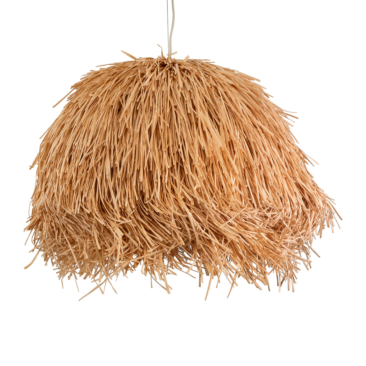 GloboStar® GUADELOUPE 02155 Boho Κρεμαστό Φωτιστικό Οροφής Μονόφωτο 1 x E27 AC220-240V IP20 - Φ70 x Υ45cm - Καφέ Φυσική Ράφια Νήμα Πλέγμα Καμπάνα - 5 Χρόνια Εγγύηση - ledmania.gr