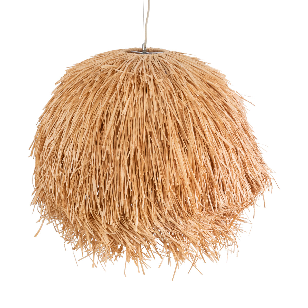 GloboStar® GUADELOUPE 02155 Boho Κρεμαστό Φωτιστικό Οροφής Μονόφωτο 1 x E27 AC220-240V IP20 - Φ70 x Υ45cm - Καφέ Φυσική Ράφια Νήμα Πλέγμα Καμπάνα - 5 Χρόνια Εγγύηση - ledmania.gr