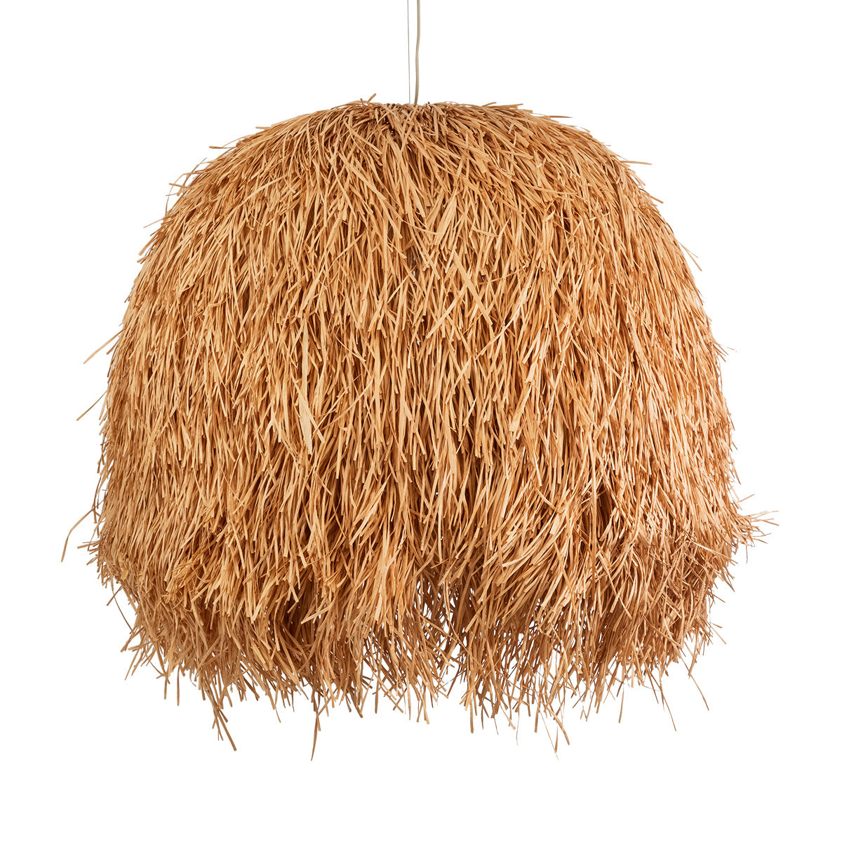 GloboStar® GUADELOUPE 02156 Boho Κρεμαστό Φωτιστικό Οροφής Μονόφωτο 1 x E27 AC220-240V IP20 - Φ120 x Υ100cm - Καφέ Φυσική Ράφια Νήμα Πλέγμα Καμπάνα - 5 Χρόνια Εγγύηση - ledmania.gr