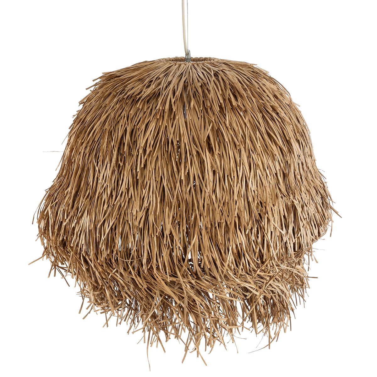 GloboStar® GUADELOUPE 02158 Boho Κρεμαστό Φωτιστικό Μονόφωτο 1 x E27 AC220-240V IP20 - Φ80 x Υ60cm - Καφέ Φυσική Ράφια Νήμα Πλέγμα Καμπάνα - 5 Χρόνια Εγγύηση - ledmania.gr