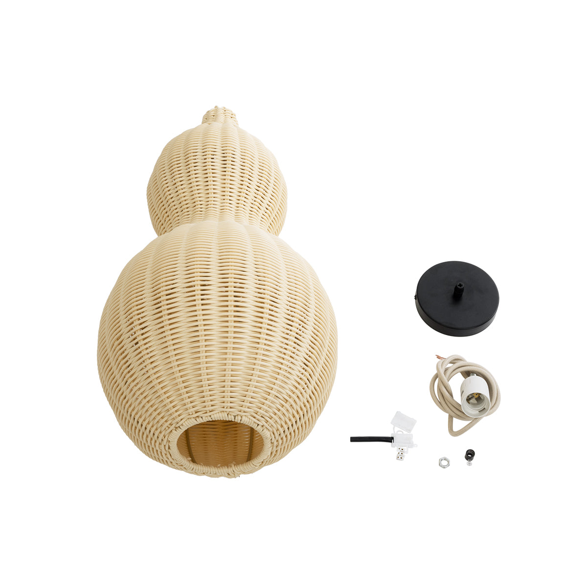 GloboStar® KINGSTOWN 02168 Boho Φωτιστικό Οροφής Μονόφωτο 1 x E27 AC220-240V IP20 - Φ30 x Υ60cm - Μπεζ Ξύλινο Μπαμπού Πλέγμα - 5 Χρόνια Εγγύηση - ledmania.gr