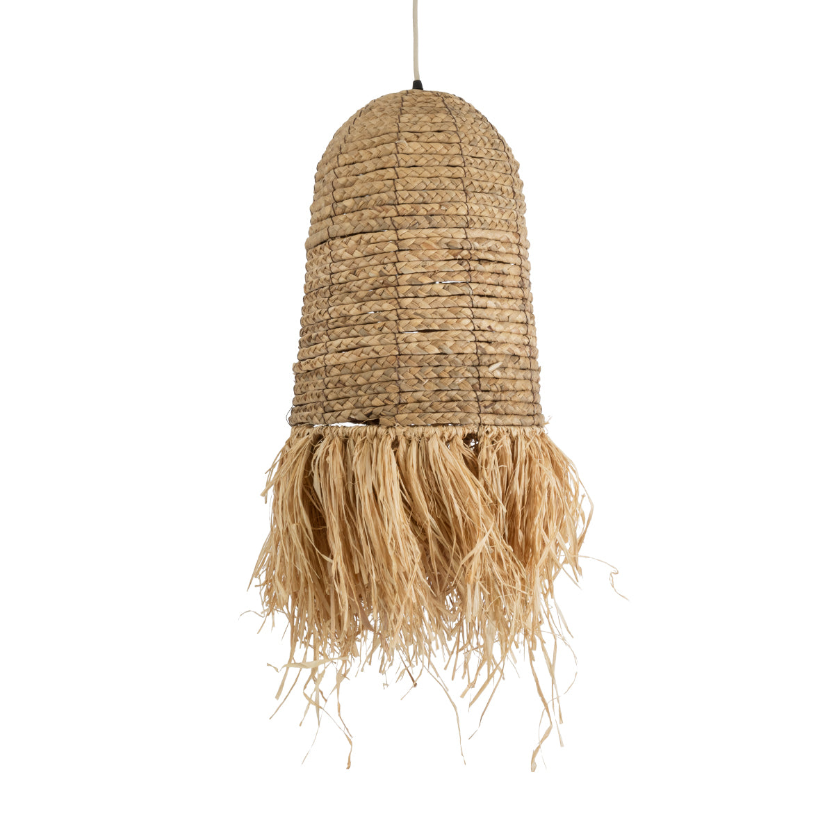GloboStar® KALENA 02170 Boho Κρεμαστό Φωτιστικό Οροφής Μονόφωτο 1 x E27 AC220-240V IP20 - Φ30 x Υ70cm - Μπεζ Ξύλινο Μπαμπού Πλέγμα Καμπάνα - 5 Χρόνια Εγγύηση - ledmania.gr