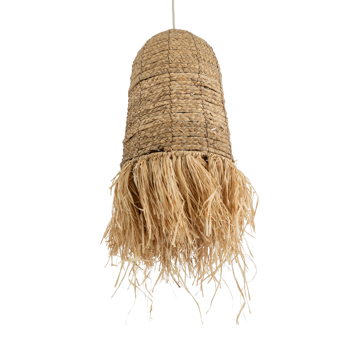 GloboStar® KALENA 02170 Boho Κρεμαστό Φωτιστικό Οροφής Μονόφωτο 1 x E27 AC220-240V IP20 - Φ30 x Υ70cm - Μπεζ Ξύλινο Μπαμπού Πλέγμα Καμπάνα - 5 Χρόνια Εγγύηση - ledmania.gr