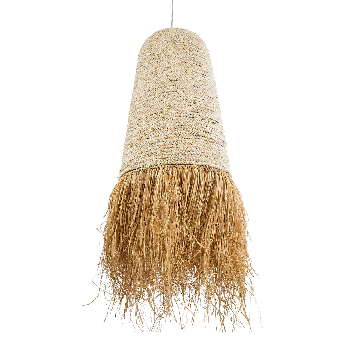 GloboStar® AREMBEPE 02171 Boho Κρεμαστό Φωτιστικό Μονόφωτο 1 x E27 AC220-240V IP20 - Φ50 x Υ150cm - Μπεζ Φυσική Ράφια Νήμα Πλέγμα Καμπάνα - 5 Χρόνια Εγγύηση - ledmania.gr