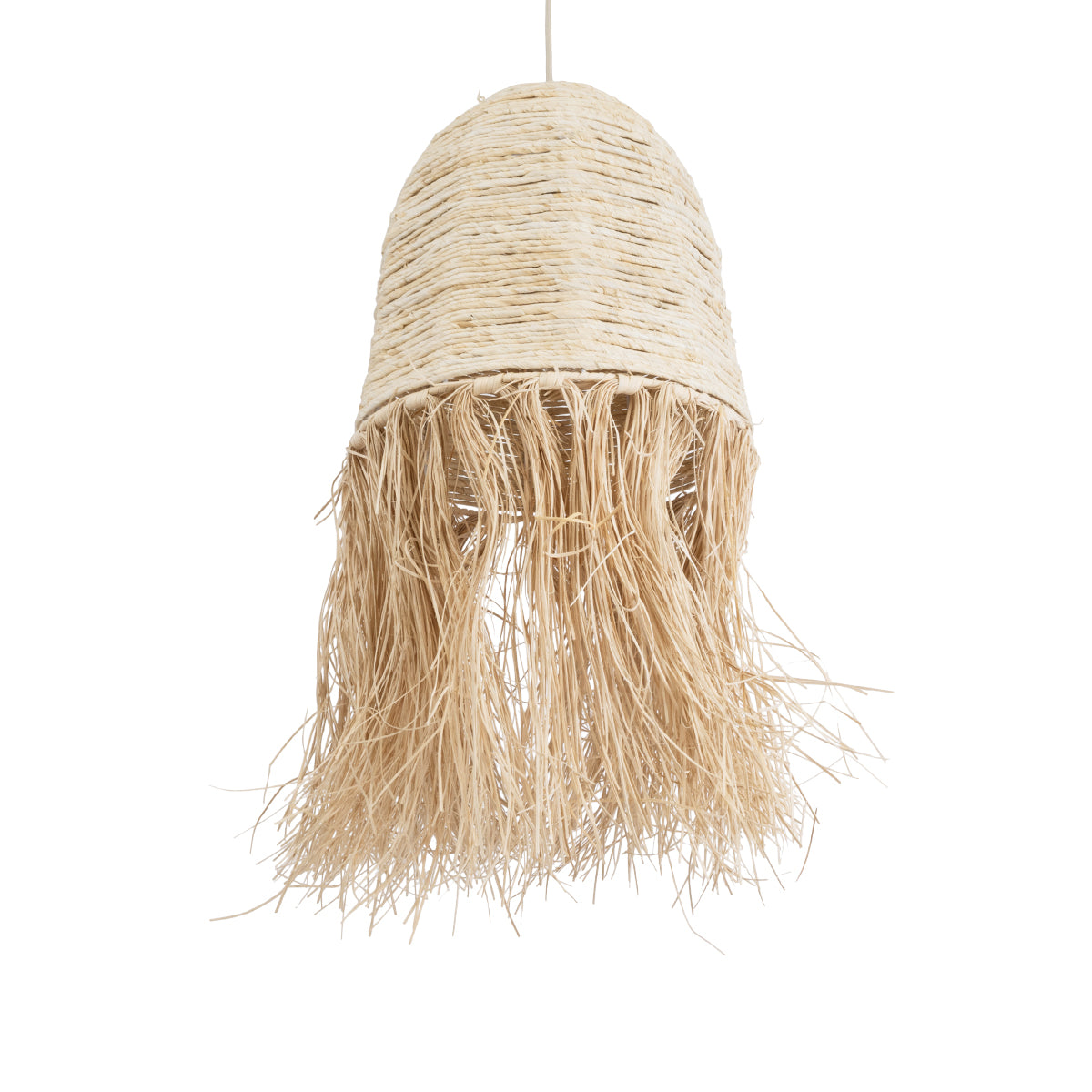 GloboStar® MARTINIQUE 02178 Boho Φωτιστικό Οροφής Μονόφωτο 1 x E27 AC220-240V IP20 - Φ34 x Υ70cm - Μπεζ Φυσική Ράφια Νήμα Πλέγμα Καμπάνα - 5 Χρόνια Εγγύηση - ledmania.gr