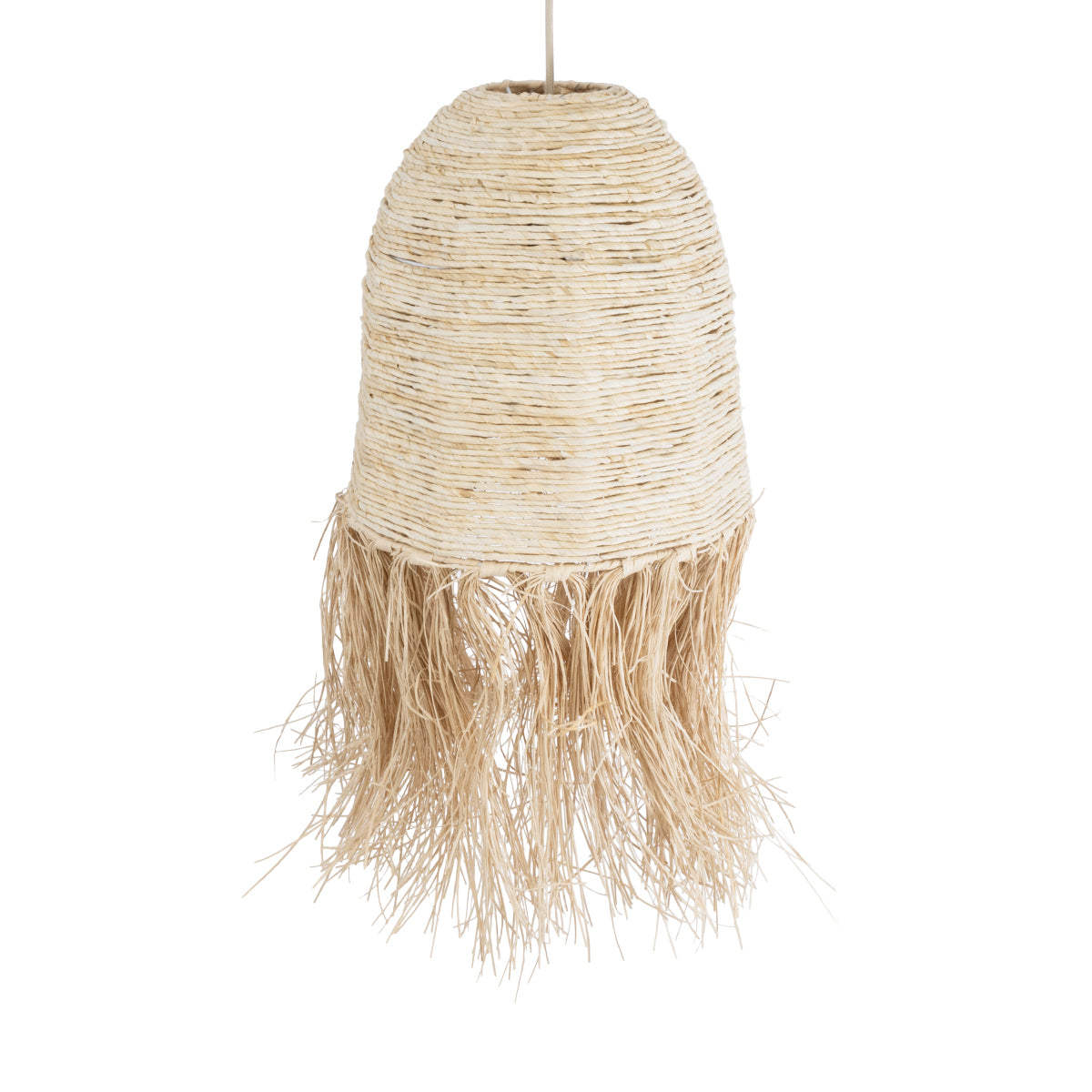 GloboStar® MARTINIQUE 02178 Boho Φωτιστικό Οροφής Μονόφωτο 1 x E27 AC220-240V IP20 - Φ34 x Υ70cm - Μπεζ Φυσική Ράφια Νήμα Πλέγμα Καμπάνα - 5 Χρόνια Εγγύηση - ledmania.gr