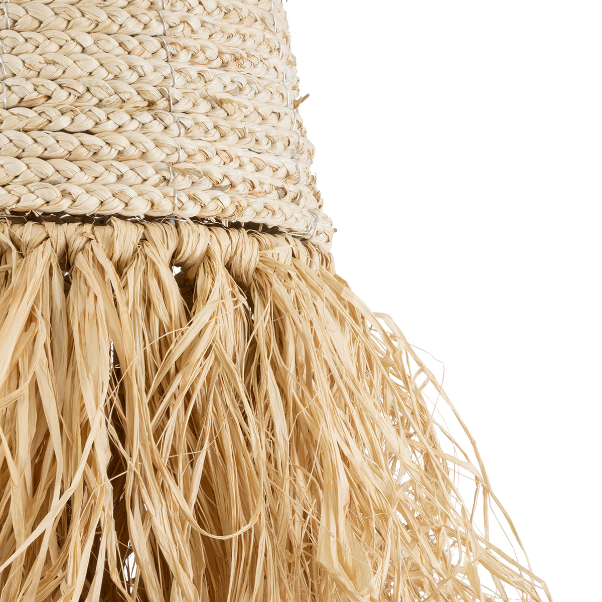 GloboStar® MARTINIQUE 02189 Boho Φωτιστικό Οροφής Μονόφωτο 1 x E27 AC220-240V IP20 - Φ34 x Υ70cm - Μπεζ Φυσική Ράφια Νήμα Πλέγμα Καμπάνα - 5 Χρόνια Εγγύηση - ledmania.gr