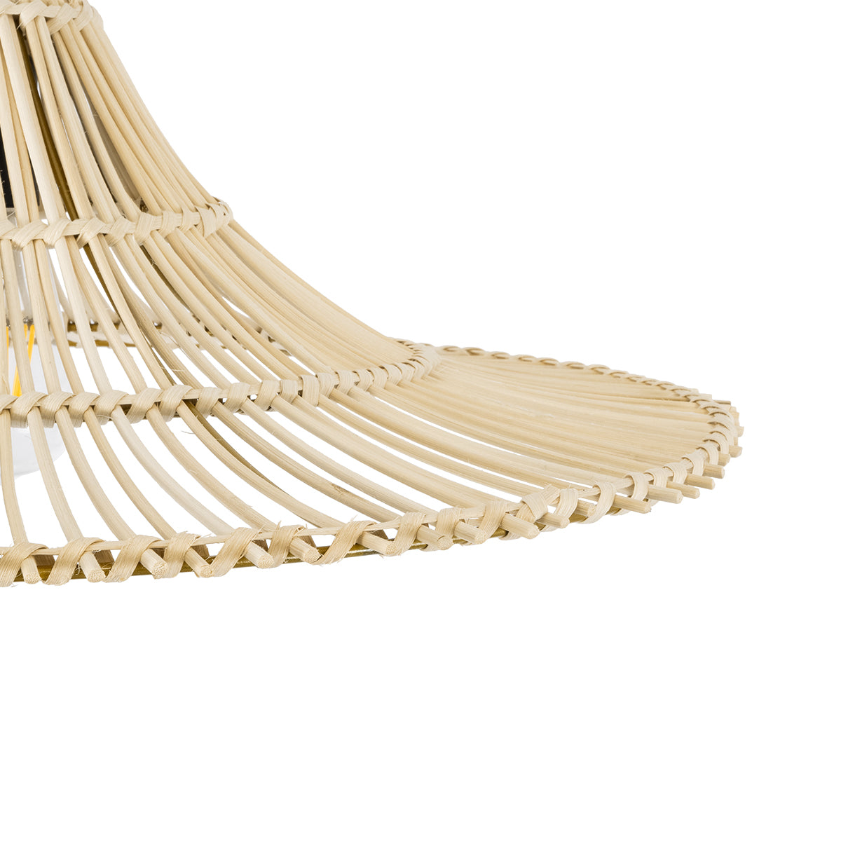 GloboStar® PALERMO 02208 Boho Κρεμαστό Φωτιστικό Οροφής Μονόφωτο 1 x E27 AC220-240V IP20 - Φ60 x Υ20cm - Μπεζ Ξύλινο Μπαμπού Πλέγμα - 5 Χρόνια Εγγύηση - ledmania.gr