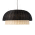 GloboStar® CORSICA 02216 Boho Κρεμαστό Φωτιστικό Οροφής Μονόφωτο 1 x E27 AC220-240V IP20 - Φ70 x Υ35cm - Μαύρο Μπεζ Ξύλινο Μπαμπού Πλέγμα Καμπάνα - 5 Χρόνια Εγγύηση - ledmania.gr