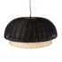 GloboStar® CORSICA 02216 Boho Κρεμαστό Φωτιστικό Οροφής Μονόφωτο 1 x E27 AC220-240V IP20 - Φ70 x Υ35cm - Μαύρο Μπεζ Ξύλινο Μπαμπού Πλέγμα Καμπάνα - 5 Χρόνια Εγγύηση - ledmania.gr