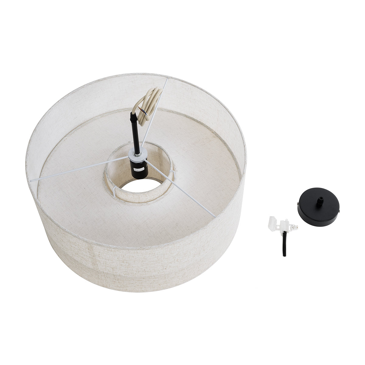 GloboStar® KATHMANDU 02226 Boho Κρεμαστό Φωτιστικό Οροφής Μονόφωτο 1 x E27 AC220-240V IP20 - Φ48 x Υ27cm - Λευκό Ύφασμα Καμπάνα - 5 Χρόνια Εγγύηση - ledmania.gr