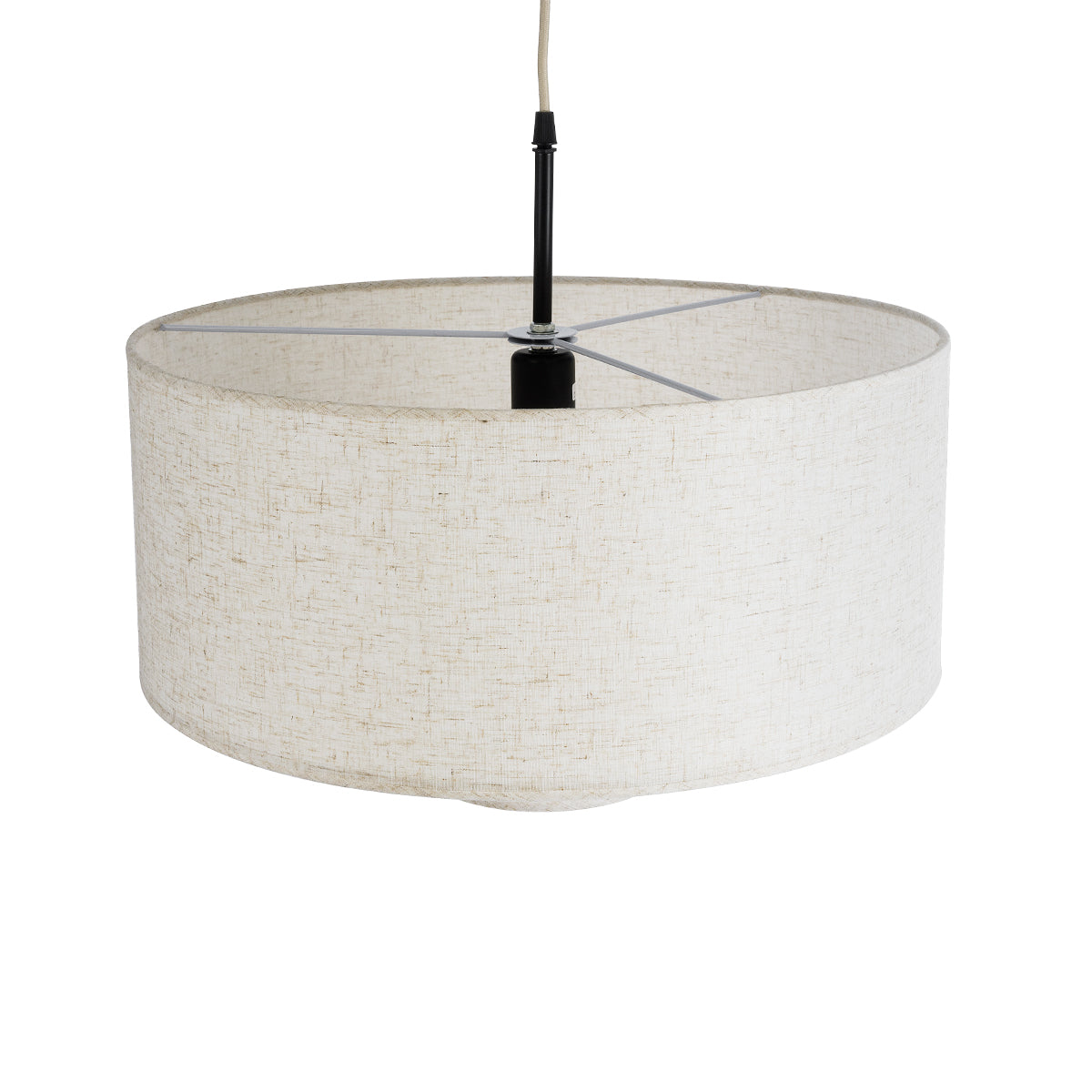 GloboStar® KATHMANDU 02226 Boho Κρεμαστό Φωτιστικό Οροφής Μονόφωτο 1 x E27 AC220-240V IP20 - Φ48 x Υ27cm - Λευκό Ύφασμα Καμπάνα - 5 Χρόνια Εγγύηση - ledmania.gr