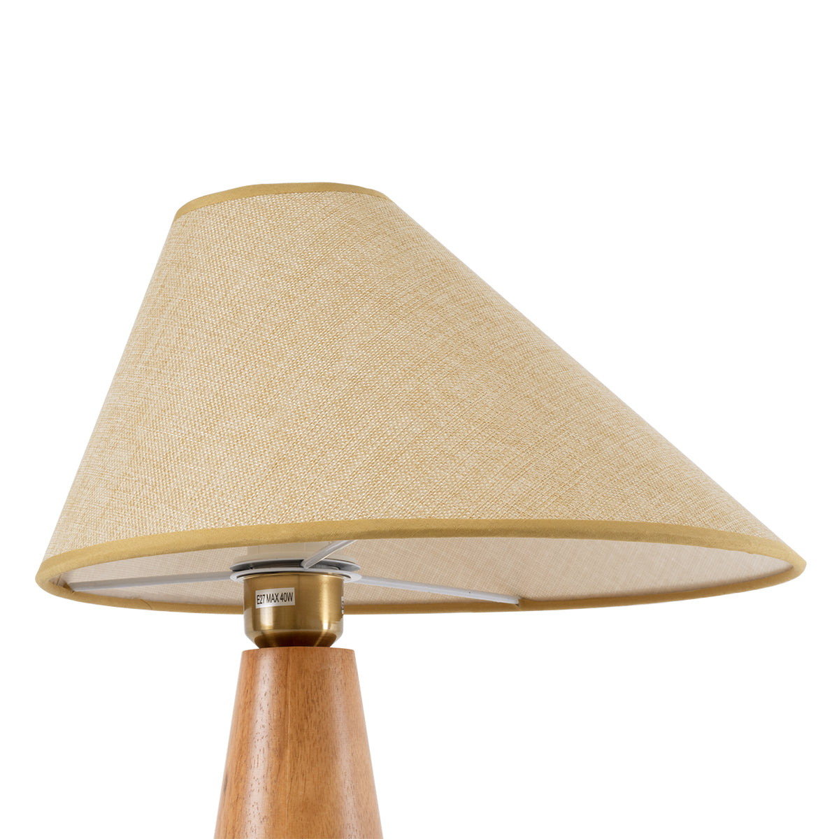 GloboStar® KAUAI 02229 Μοντέρνο Επιτραπέζιο Φωτιστικό Μονόφωτο 1 x E27 AC220-240V IP20 - Μ34 x Π30 x Υ48cm - Μπεζ Ξύλινο Καμπάνα - 5 Χρόνια Εγγύηση - ledmania.gr