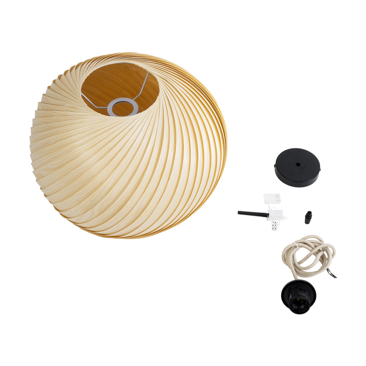 GloboStar® KAILANI 02242 Boho Κρεμαστό Φωτιστικό Οροφής Μονόφωτο 1 x E27 AC220-240V IP20 - Φ40 x Υ30cm - Μπεζ Λεπτό Φύλλο Ξύλου Πλέγμα Καμπάνα - 5 Χρόνια Εγγύηση - ledmania.gr