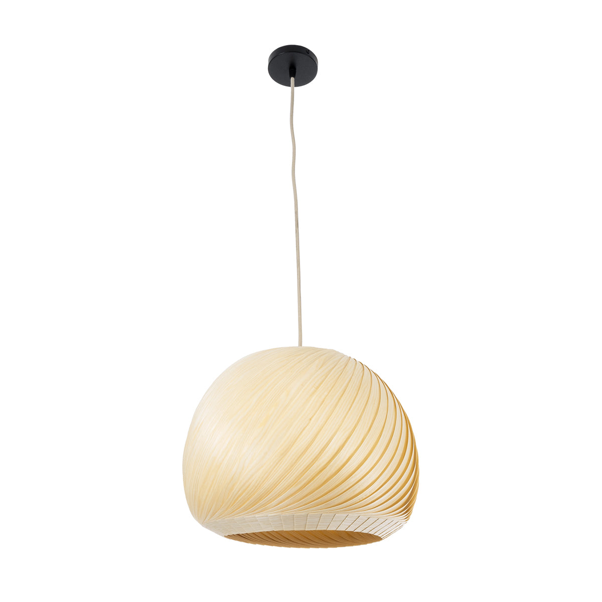 GloboStar® KAILANI 02242 Boho Κρεμαστό Φωτιστικό Οροφής Μονόφωτο 1 x E27 AC220-240V IP20 - Φ40 x Υ30cm - Μπεζ Λεπτό Φύλλο Ξύλου Πλέγμα Καμπάνα - 5 Χρόνια Εγγύηση - ledmania.gr