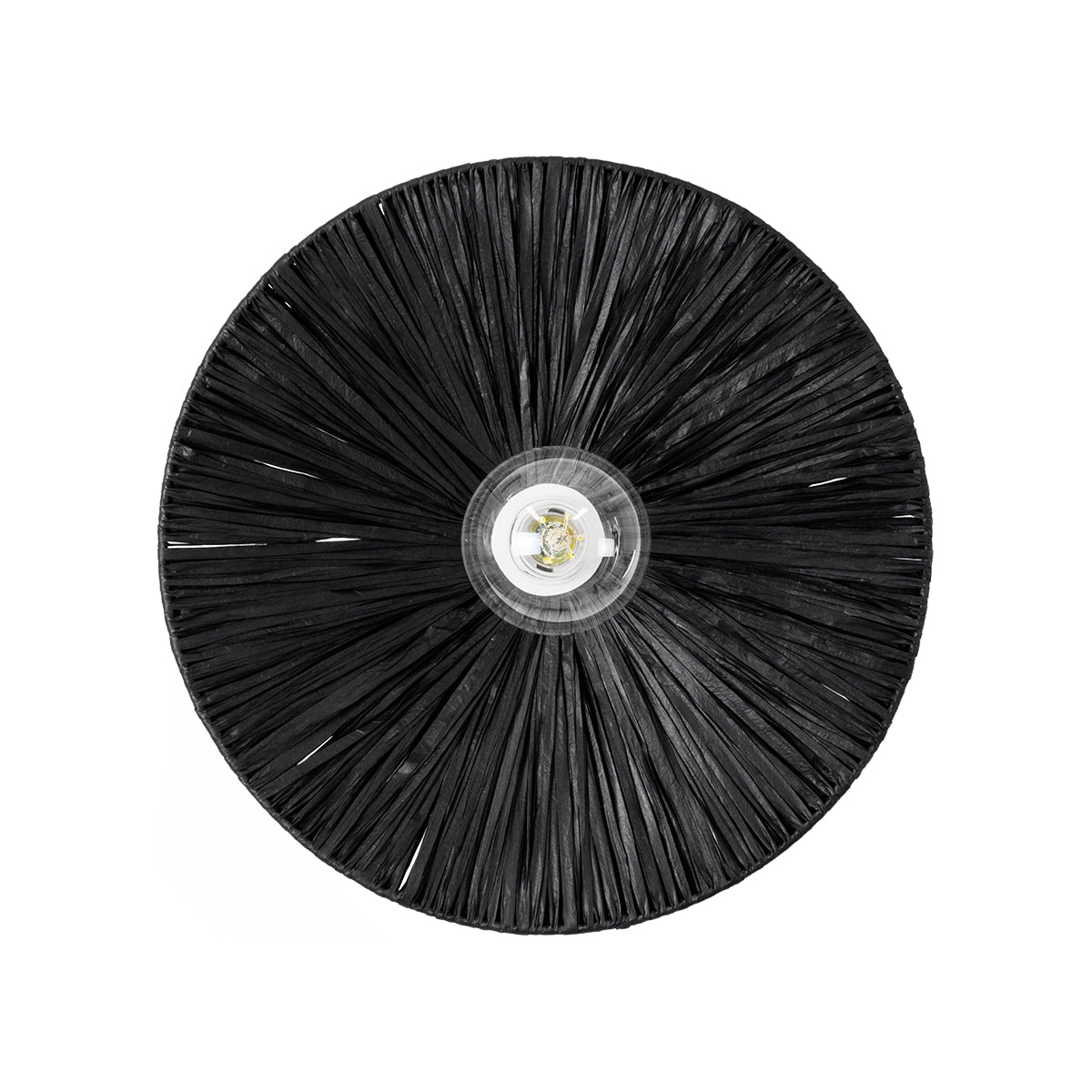 GloboStar® COLOMBO 02279 Boho Φωτιστικό Τοίχου - Απλίκα Μονόφωτο 1 x E27 AC 220-240V IP20 - Φ40 x Υ4.5cm - Μαύρη Φυσική Ράφια Άχυρο Πλέγμα - 5 Χρόνια Εγγύηση - ledmania.gr
