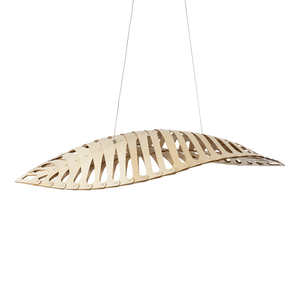 GloboStar® NANI 02285 Μοντέρνο Κρεμαστό Φωτιστικό Οροφής LED 60W AC220-240V IP20 - Μ120 x Π48 x Υ18cm - Μπεζ Ξύλινο Πλέγμα - Φυσικό Λευκό 4500K - 5 Χρόνια Εγγύηση - ledmania.gr